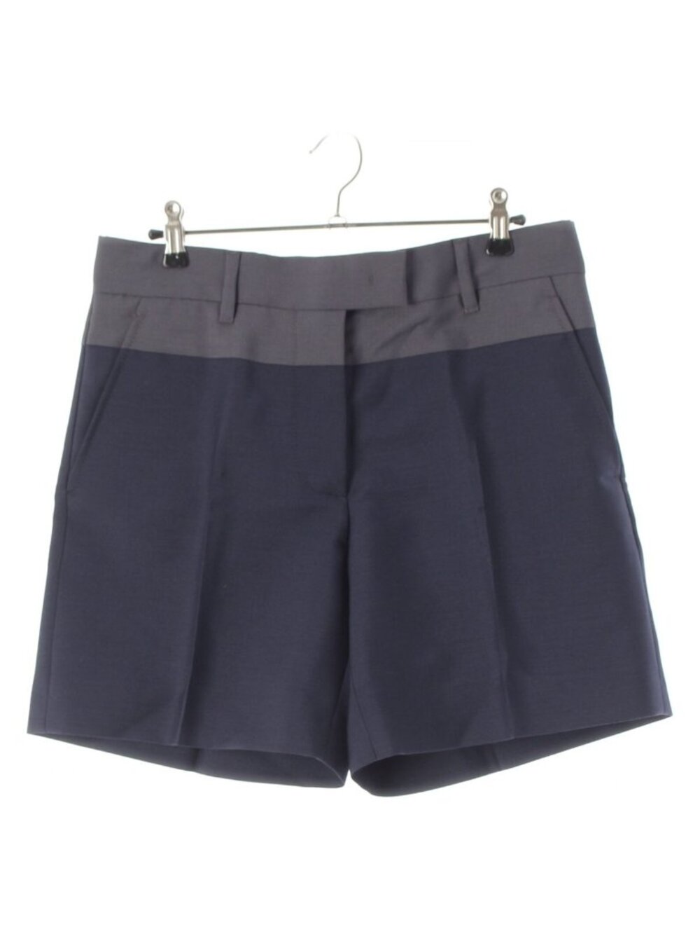 Miu Miu Technical Wool Bicolor Bermuda Shorts Gray Navy